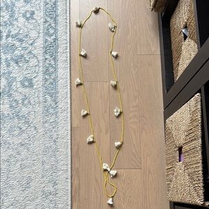 Elegant Yellow and White Tassel Necklace